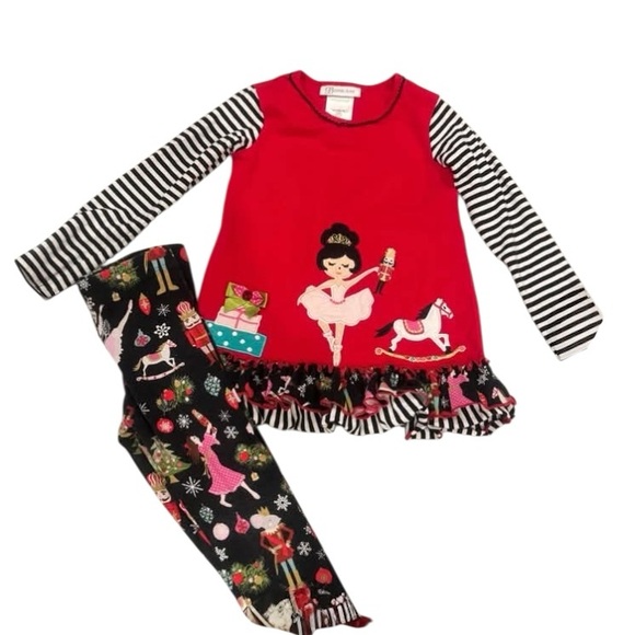 Bonnie Jean Red Nutcracker Ruffle Dress & Leggings Outfit 2T - Picture 7 of 8